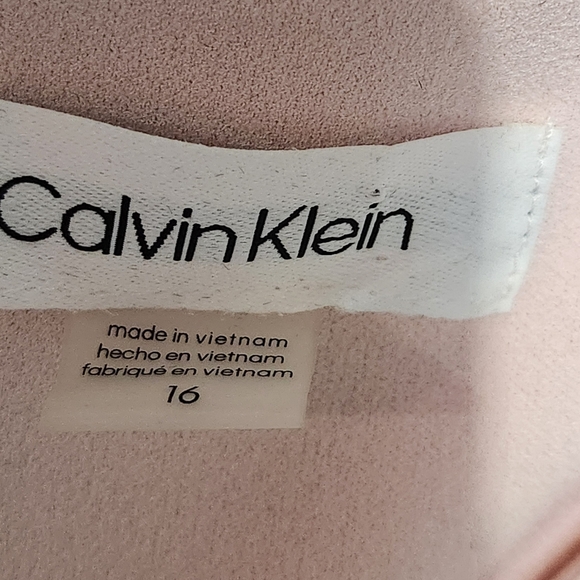 Size 16 Dress A-Line V-neck Sleeveless Belt Pockets Pink color CALVIN KLEIN #48 - Picture 13 of 16
